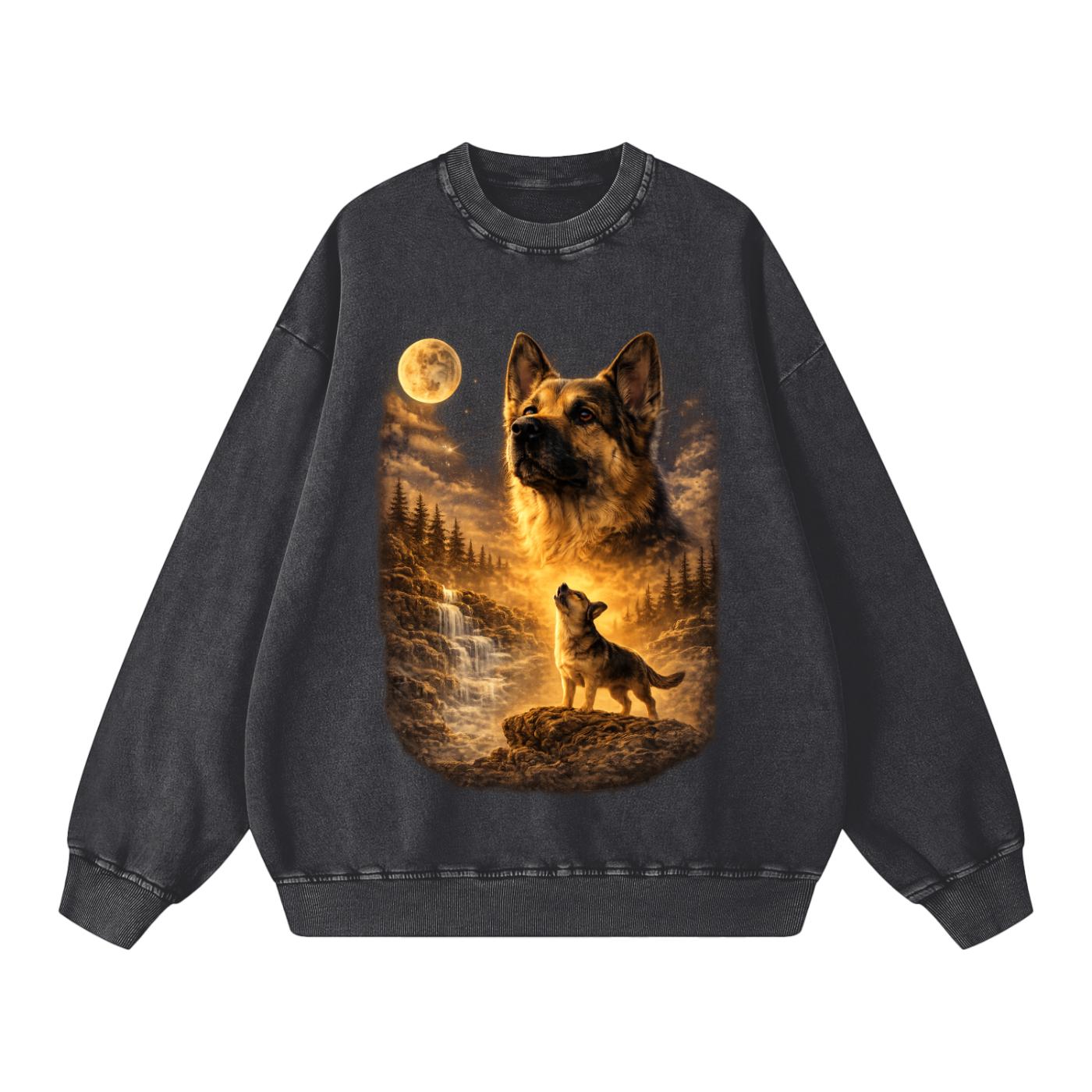 German Shepherd Howling 90s Oversized Sweater