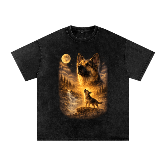 German Shepherd Howling 90s Oversized T-Shirt